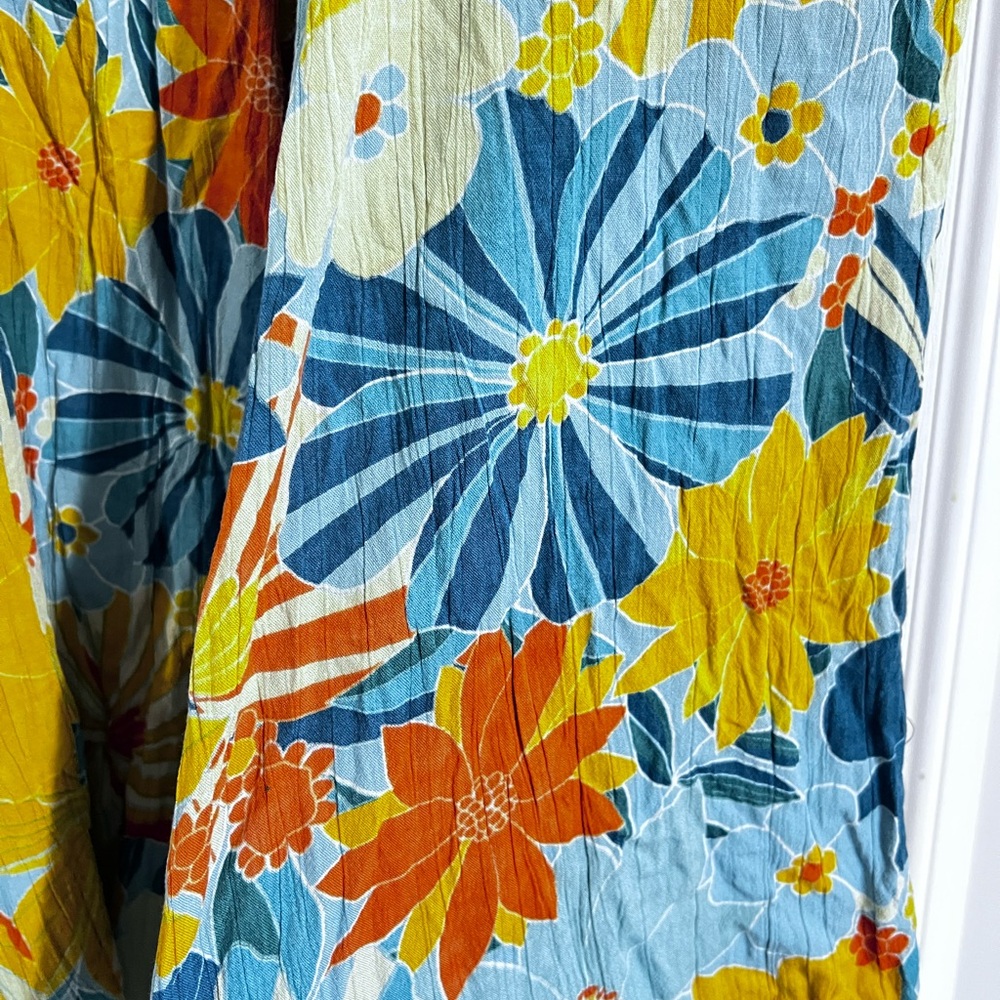 Angie Floral Wide-Leg Pants in Yellow & Blue - Picture 4 of 6